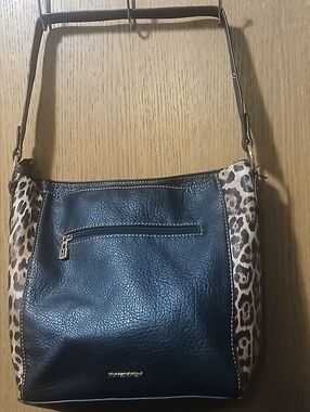 Montana West Select Leopard Print & Black Vegan Leather Bucket Bag Hobo Purse